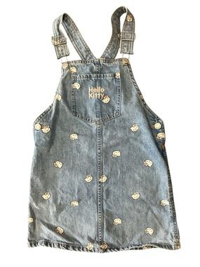 Hello Kitty Sanrio Light Blue Denim Overall Dress with All-Over Print size 6